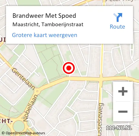 Locatie op kaart van de 112 melding: Brandweer Met Spoed Naar Maastricht, Tamboerijnstraat op 19 september 2024 03:42