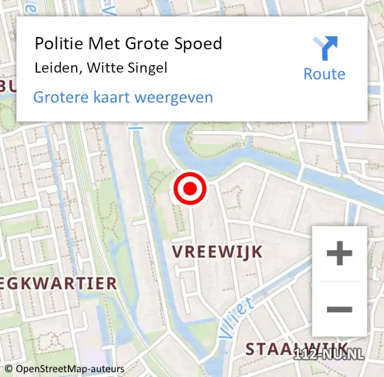 Locatie op kaart van de 112 melding: Politie Met Grote Spoed Naar Leiden, Witte Singel op 19 september 2024 04:05