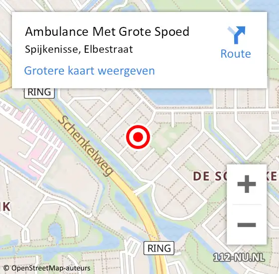 Locatie op kaart van de 112 melding: Ambulance Met Grote Spoed Naar Spijkenisse, Elbestraat op 19 september 2024 04:29