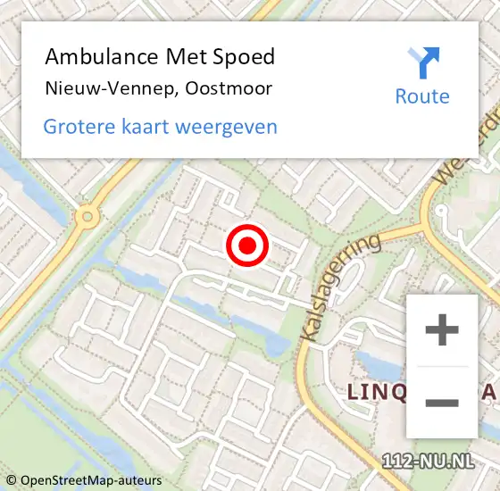 Locatie op kaart van de 112 melding: Ambulance Met Spoed Naar Nieuw-Vennep, Oostmoor op 19 september 2024 04:56