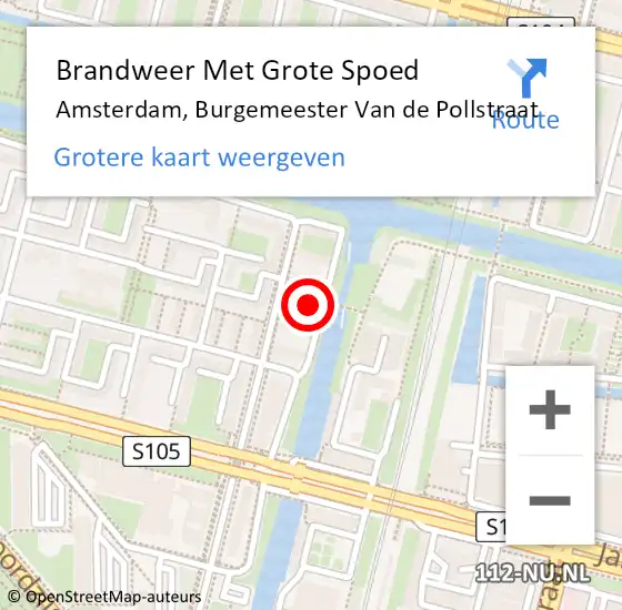 Locatie op kaart van de 112 melding: Brandweer Met Grote Spoed Naar Amsterdam, Burgemeester Van de Pollstraat op 19 september 2024 05:27