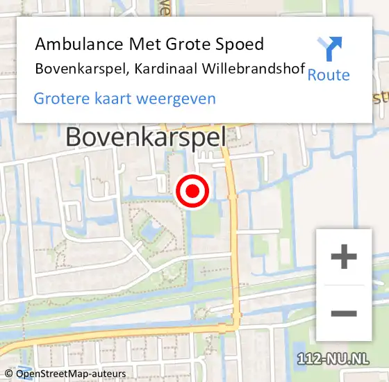 Locatie op kaart van de 112 melding: Ambulance Met Grote Spoed Naar Bovenkarspel, Kardinaal Willebrandshof op 19 september 2024 06:35