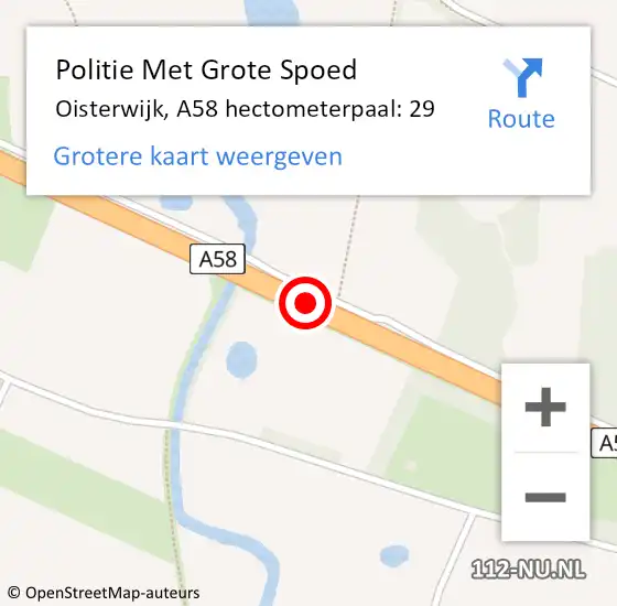 Locatie op kaart van de 112 melding: Politie Met Grote Spoed Naar Oisterwijk, A58 hectometerpaal: 29 op 19 september 2024 06:42