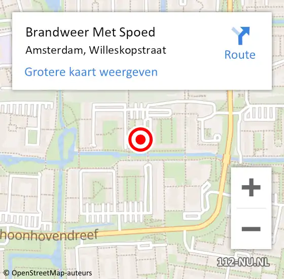 Locatie op kaart van de 112 melding: Brandweer Met Spoed Naar Amsterdam, Willeskopstraat op 19 september 2024 06:56