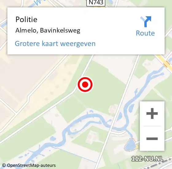 Locatie op kaart van de 112 melding: Politie Almelo, Bavinkelsweg op 19 september 2024 06:58