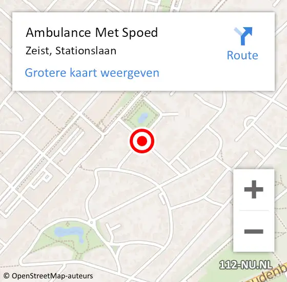 Locatie op kaart van de 112 melding: Ambulance Met Spoed Naar Zeist, Stationslaan op 20 oktober 2014 15:59