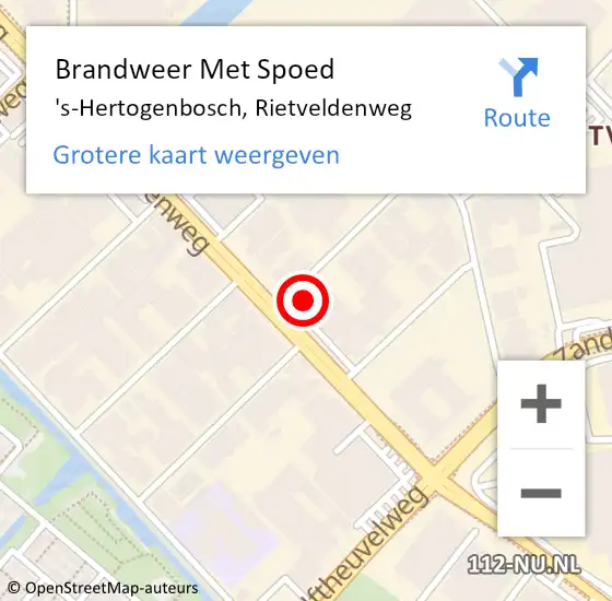 Locatie op kaart van de 112 melding: Brandweer Met Spoed Naar 's-Hertogenbosch, Rietveldenweg op 19 september 2024 07:51