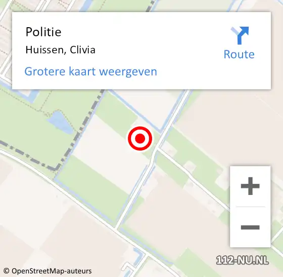 Locatie op kaart van de 112 melding: Politie Huissen, Clivia op 19 september 2024 08:02