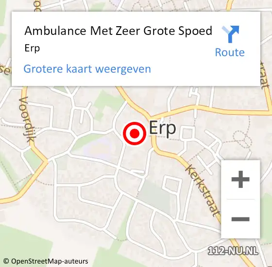 Locatie op kaart van de 112 melding: Ambulance Met Zeer Grote Spoed Naar Erp op 19 september 2024 08:07