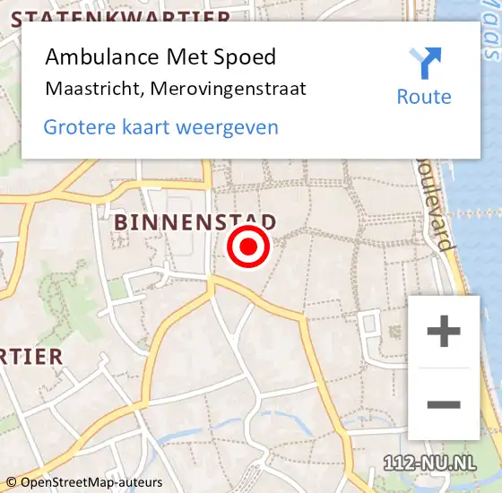 Locatie op kaart van de 112 melding: Ambulance Met Spoed Naar Maastricht, Severenplein op 20 oktober 2014 16:05