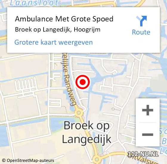 Locatie op kaart van de 112 melding: Ambulance Met Grote Spoed Naar Broek op Langedijk, Hoogrijm op 19 september 2024 08:13