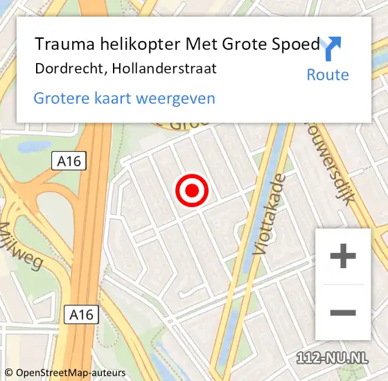 Locatie op kaart van de 112 melding: Trauma helikopter Met Grote Spoed Naar Dordrecht, Hollanderstraat op 19 september 2024 08:19