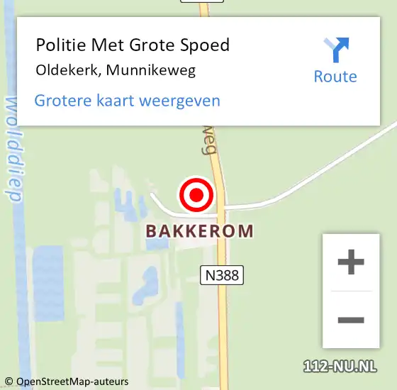 Locatie op kaart van de 112 melding: Politie Met Grote Spoed Naar Oldekerk, Munnikeweg op 19 september 2024 09:00