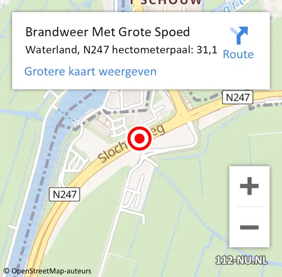 Locatie op kaart van de 112 melding: Brandweer Met Grote Spoed Naar Waterland, N247 hectometerpaal: 31,1 op 19 september 2024 09:10