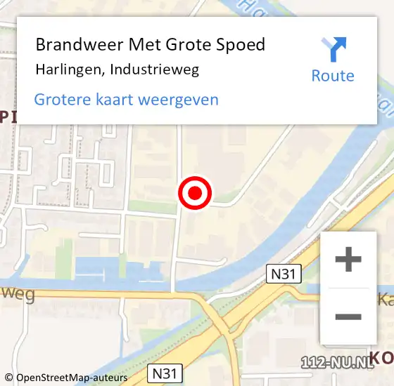 Locatie op kaart van de 112 melding: Brandweer Met Grote Spoed Naar Harlingen, Industrieweg op 20 oktober 2014 16:12