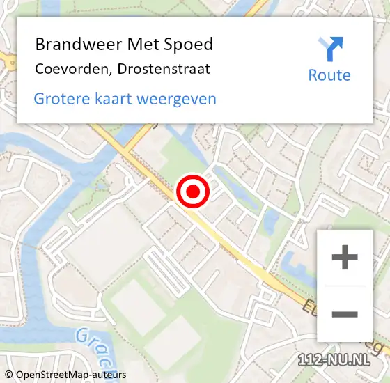 Locatie op kaart van de 112 melding: Brandweer Met Spoed Naar Coevorden, Drostenstraat op 20 oktober 2014 16:13