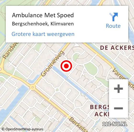 Locatie op kaart van de 112 melding: Ambulance Met Spoed Naar Bergschenhoek, Klimvaren op 19 september 2024 09:42