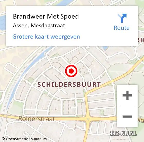 Locatie op kaart van de 112 melding: Brandweer Met Spoed Naar Assen, Mesdagstraat op 19 september 2024 09:44