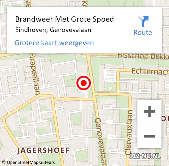 Locatie op kaart van de 112 melding: Brandweer Met Grote Spoed Naar Eindhoven, Genovevalaan op 19 september 2024 09:50