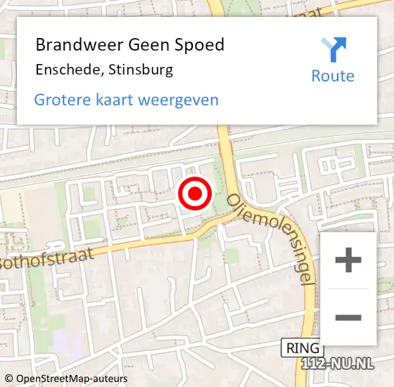 Locatie op kaart van de 112 melding: Brandweer Geen Spoed Naar Enschede, Stinsburg op 19 september 2024 09:53