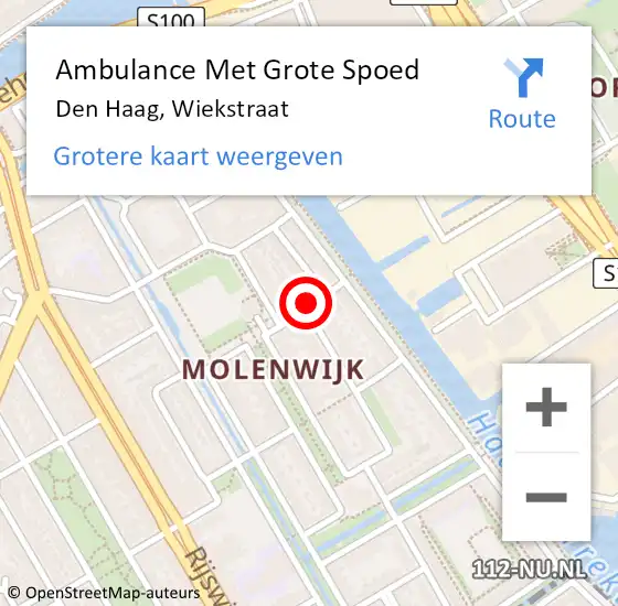 Locatie op kaart van de 112 melding: Ambulance Met Grote Spoed Naar Den Haag, Wiekstraat op 19 september 2024 09:54