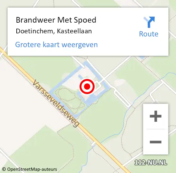 Locatie op kaart van de 112 melding: Brandweer Met Spoed Naar Doetinchem, Kasteellaan op 19 september 2024 09:55