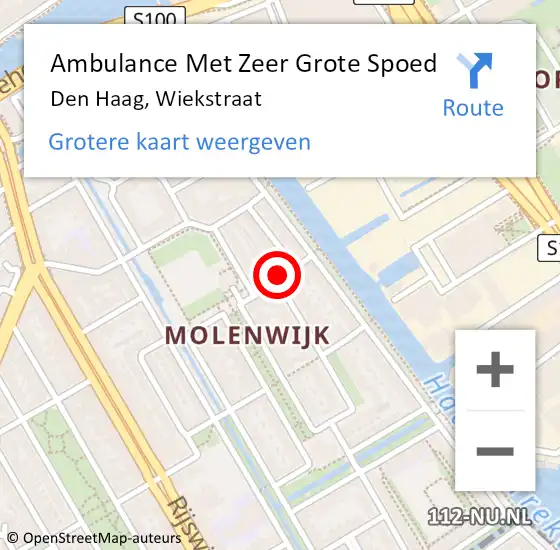 Locatie op kaart van de 112 melding: Ambulance Met Zeer Grote Spoed Naar Den Haag, Wiekstraat op 19 september 2024 09:55