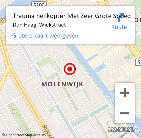 Locatie op kaart van de 112 melding: Trauma helikopter Met Zeer Grote Spoed Naar Den Haag, Wiekstraat op 19 september 2024 09:56