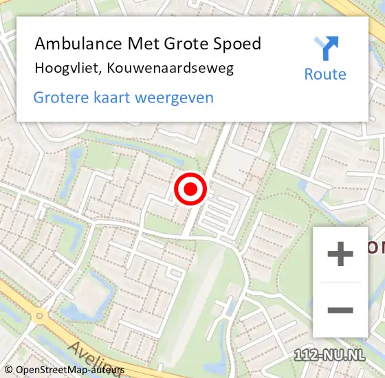 Locatie op kaart van de 112 melding: Ambulance Met Grote Spoed Naar Hoogvliet, Kouwenaardseweg op 19 september 2024 10:05