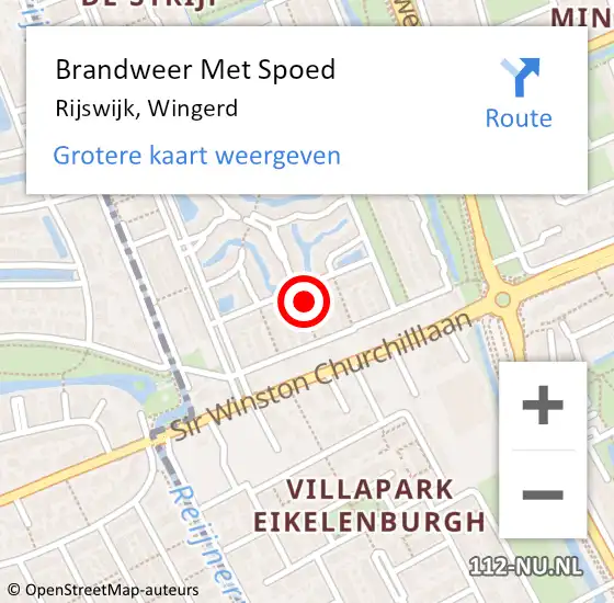 Locatie op kaart van de 112 melding: Brandweer Met Spoed Naar Rijswijk, Wingerd op 19 september 2024 10:09