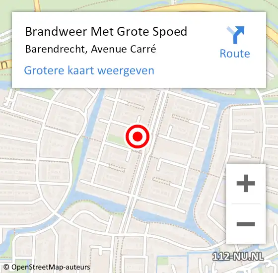 Locatie op kaart van de 112 melding: Brandweer Met Grote Spoed Naar Barendrecht, Avenue Carré op 19 september 2024 10:21