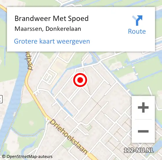 Locatie op kaart van de 112 melding: Brandweer Met Spoed Naar Maarssen, Donkerelaan op 19 september 2024 10:21