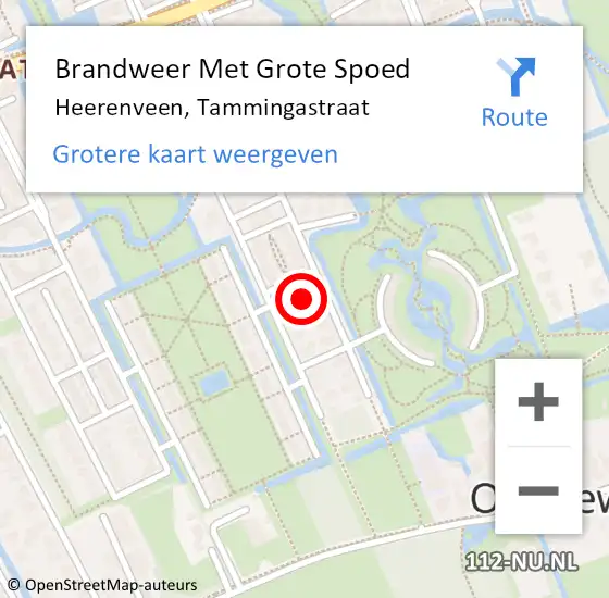 Locatie op kaart van de 112 melding: Brandweer Met Grote Spoed Naar Heerenveen, Tammingastraat op 19 september 2024 10:23