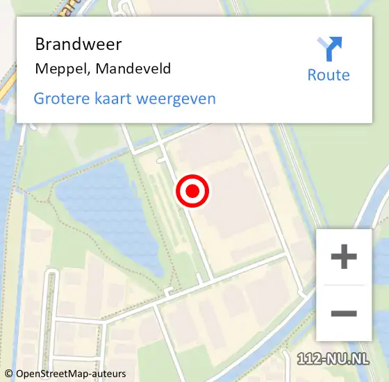 Locatie op kaart van de 112 melding: Brandweer Meppel, Mandeveld op 19 september 2024 10:47