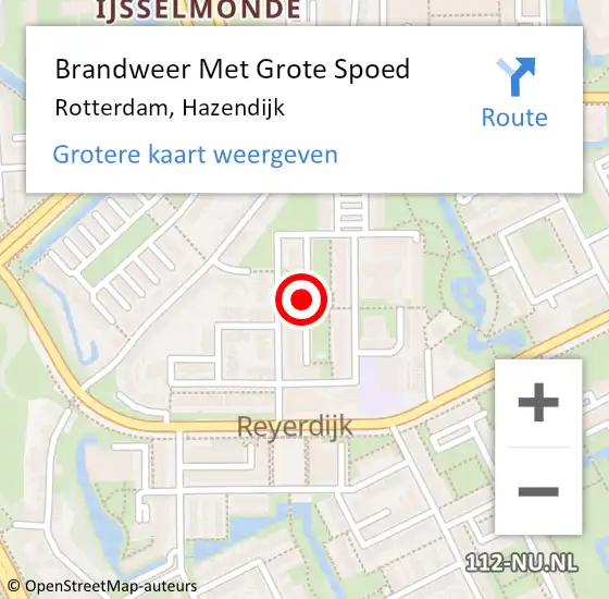 Locatie op kaart van de 112 melding: Brandweer Met Grote Spoed Naar Rotterdam, Hazendijk op 19 september 2024 10:58