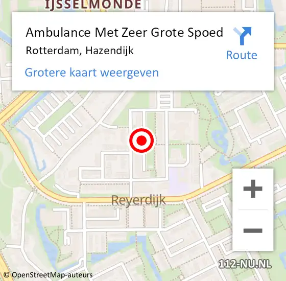 Locatie op kaart van de 112 melding: Ambulance Met Zeer Grote Spoed Naar Rotterdam, Hazendijk op 19 september 2024 10:59