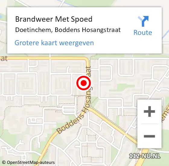 Locatie op kaart van de 112 melding: Brandweer Met Spoed Naar Doetinchem, Boddens Hosangstraat op 19 september 2024 11:02