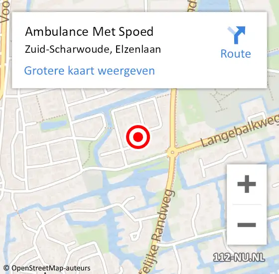 Locatie op kaart van de 112 melding: Ambulance Met Spoed Naar Zuid-Scharwoude, Elzenlaan op 19 september 2024 11:19