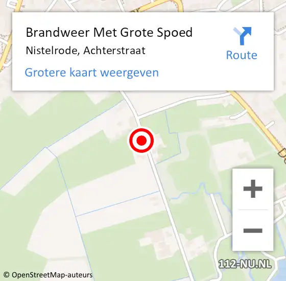 Locatie op kaart van de 112 melding: Brandweer Met Grote Spoed Naar Nistelrode, Achterstraat op 19 september 2024 11:19