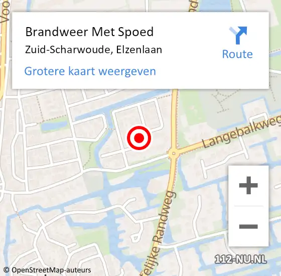 Locatie op kaart van de 112 melding: Brandweer Met Spoed Naar Zuid-Scharwoude, Elzenlaan op 19 september 2024 11:34