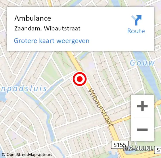 Locatie op kaart van de 112 melding: Ambulance Zaandam, Wibautstraat op 19 september 2024 11:39