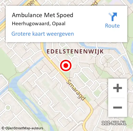 Locatie op kaart van de 112 melding: Ambulance Met Spoed Naar Heerhugowaard, Opaal op 19 september 2024 11:46