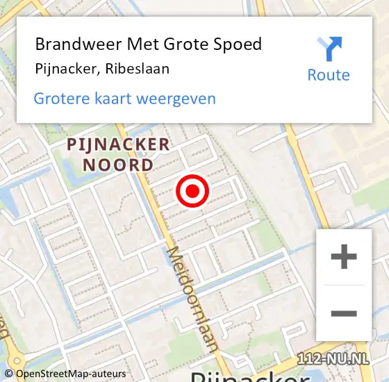 Locatie op kaart van de 112 melding: Brandweer Met Grote Spoed Naar Pijnacker, Ribeslaan op 19 september 2024 12:10