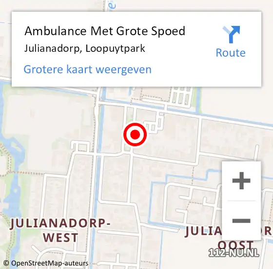 Locatie op kaart van de 112 melding: Ambulance Met Grote Spoed Naar Julianadorp, Loopuytpark op 19 september 2024 12:17