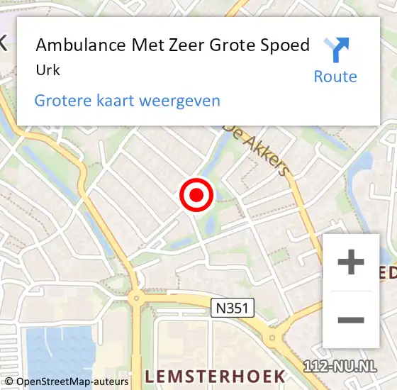 Locatie op kaart van de 112 melding: Ambulance Met Zeer Grote Spoed Naar Urk op 19 september 2024 12:41