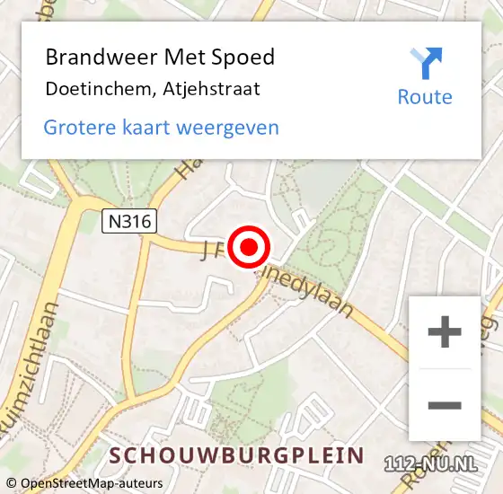 Locatie op kaart van de 112 melding: Brandweer Met Spoed Naar Doetinchem, Atjehstraat op 19 september 2024 12:45