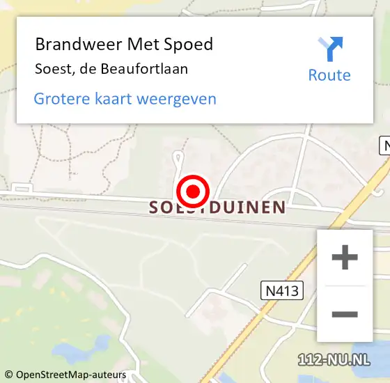 Locatie op kaart van de 112 melding: Brandweer Met Spoed Naar Soest, de Beaufortlaan op 19 september 2024 12:47