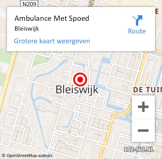 Locatie op kaart van de 112 melding: Ambulance Met Spoed Naar Bleiswijk op 19 september 2024 13:04