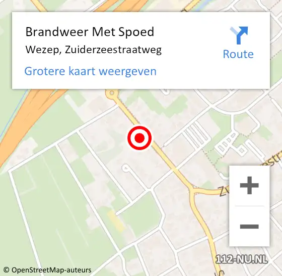 Locatie op kaart van de 112 melding: Brandweer Met Spoed Naar Wezep, Zuiderzeestraatweg op 19 september 2024 13:04