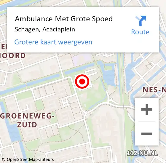 Locatie op kaart van de 112 melding: Ambulance Met Grote Spoed Naar Schagen, Acaciaplein op 19 september 2024 13:10